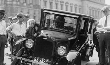 An old scene with a car
